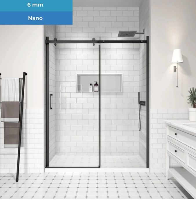 Belvero Negru ușa de dus 160cmx195 cm, 6mm grosime