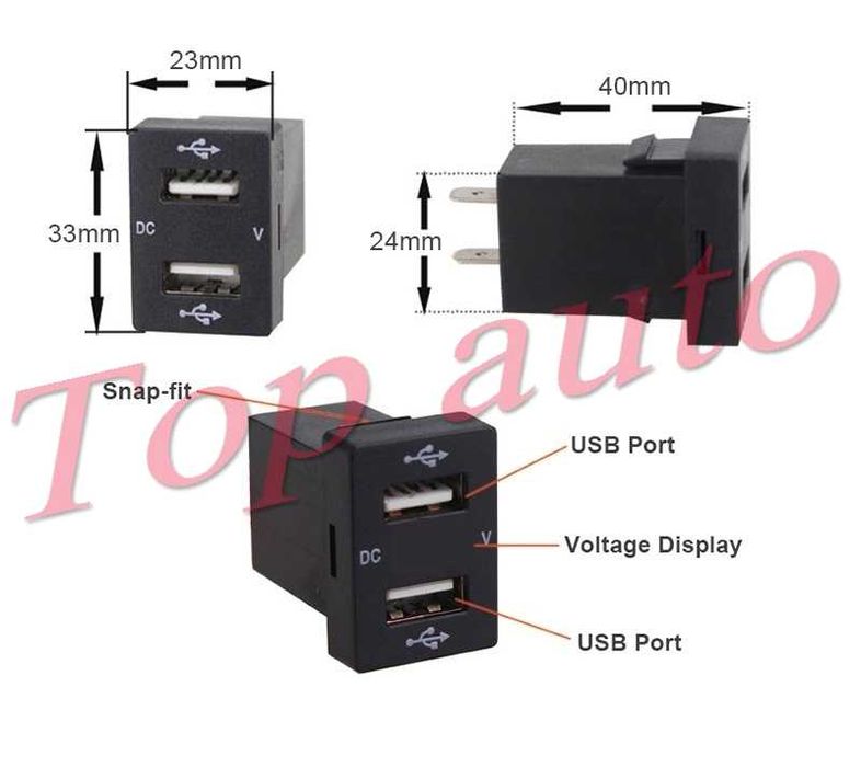 Панел За Вграждане 2 В 1 Волтметър + 2 USB Порта