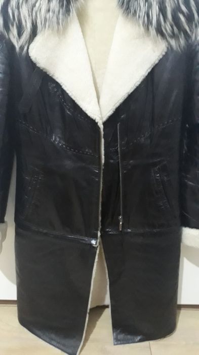 Дубленка из мокрой кожи и овчины