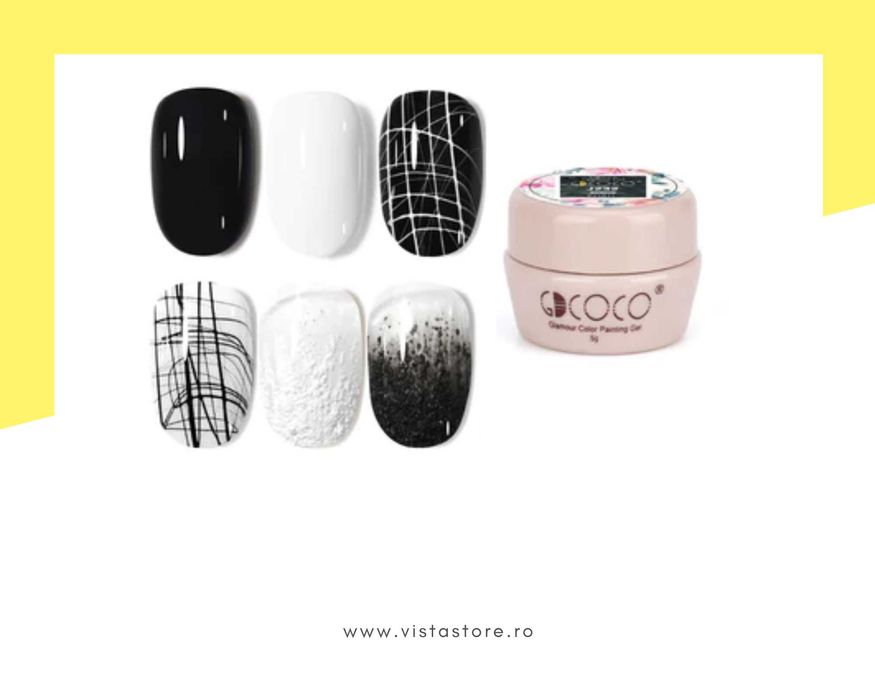Комплект UV/LED гел бои "Black & White" GDCOCO – 6, черно-бяла серия