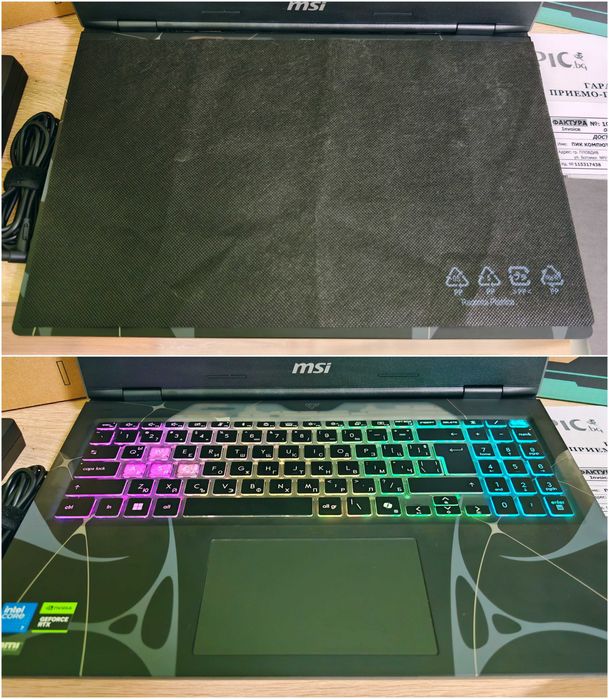 NVIDIA RTX 5060 8GB GDDR7 DLSS 4/Intel Core 7 240H (5.2GHz, 24Mb)/15.6 Full HD 144hz/16GB RAM DDR5/512GB SSD NVMe/MSI Cyborg 15 с 24 месеца гаранция