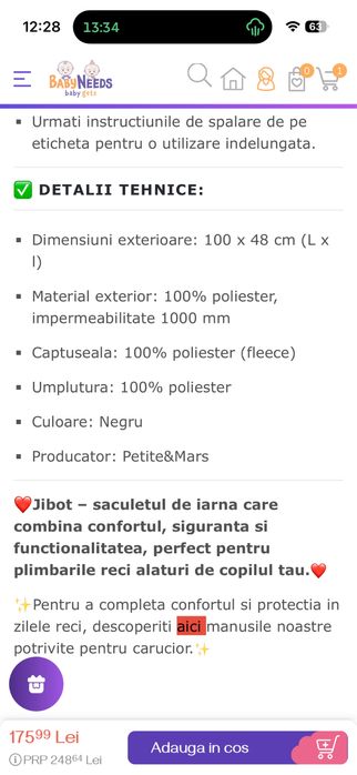 Sac de iarna pentru carucior Petite&Mars