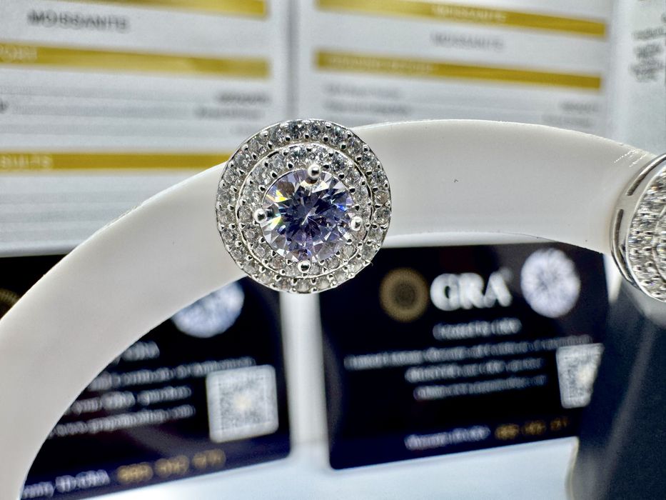 Сребърни обеци с мойсанит (Диамант) 0.5 карата