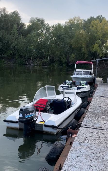 Лодка с мотором и прицепом
