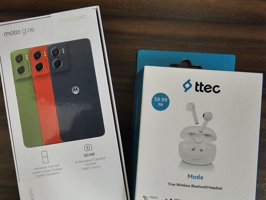 Нов!2 год. Гаранция! Motorola G06 + подарък слушалки