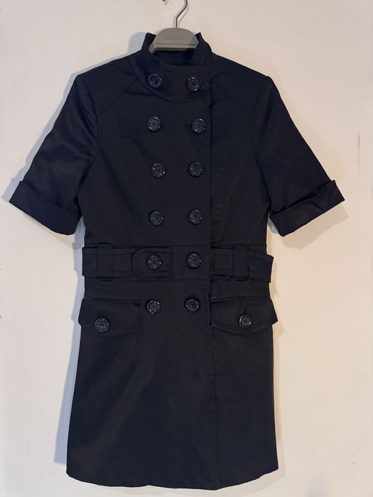 Trench cu mânecă scurtă, pentru toamnă,elegant,bleumarin,Atmosphere,38