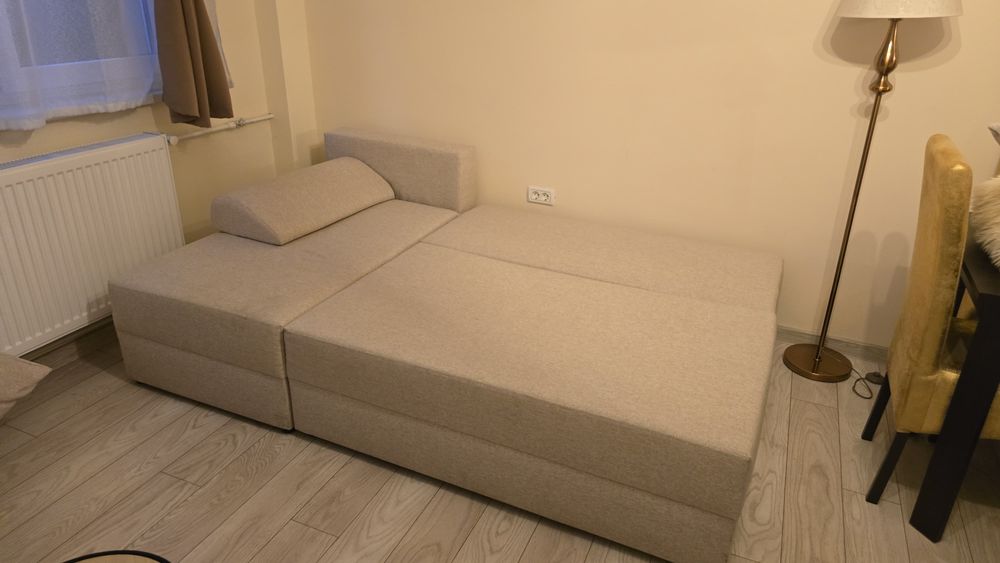 Colțar living extensibil pe dreapta cu lada,crem 210×135