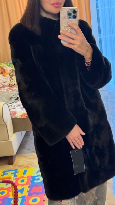 #138 Ново Палто от норка.Casiani.Визон.Естествена кожа с косъм.