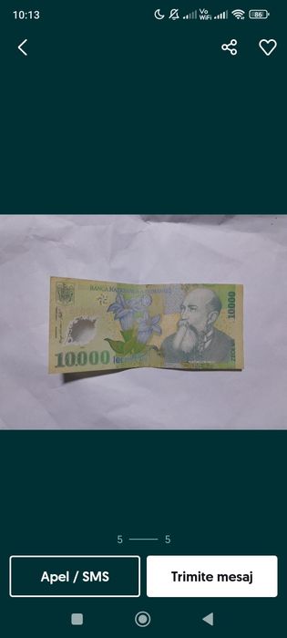 Vând:Bagnota de 10.000 de lei vechi din 2000