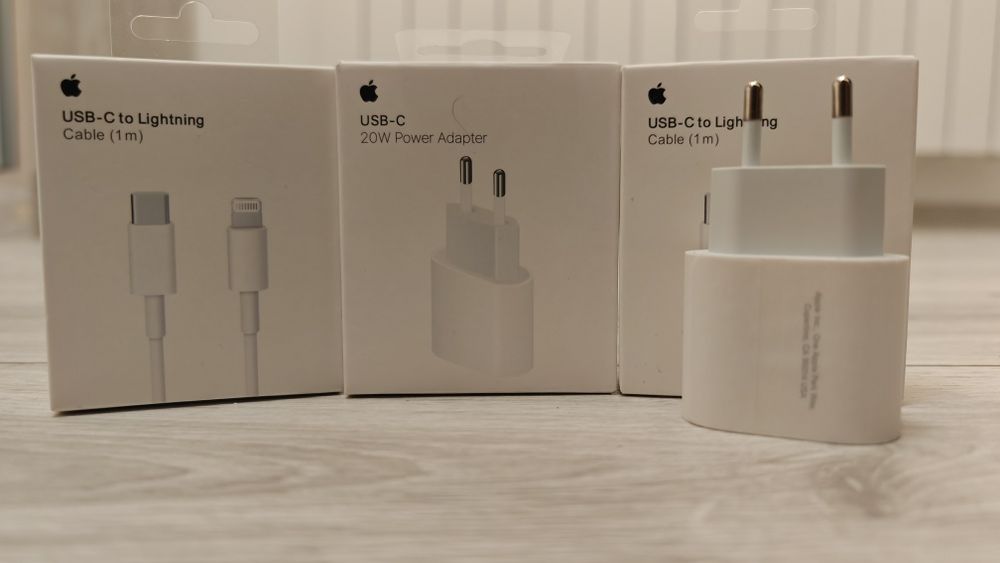 Kit încărcător 20w fast charge  și cablu usb c to  lightning sau usb c