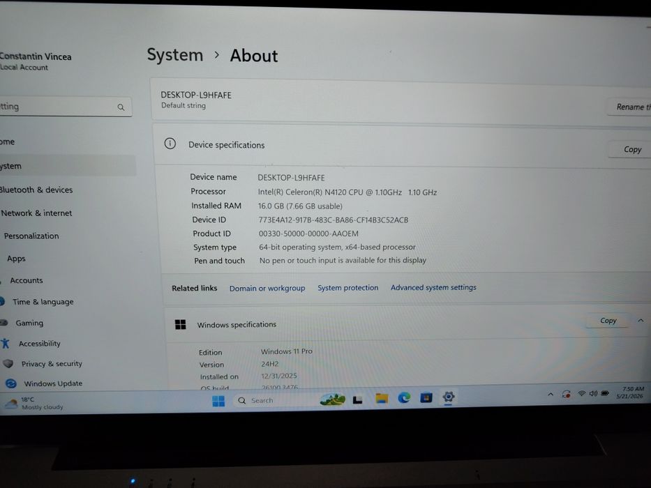Laptop cu specificații de top 512 GB 16 GB ram