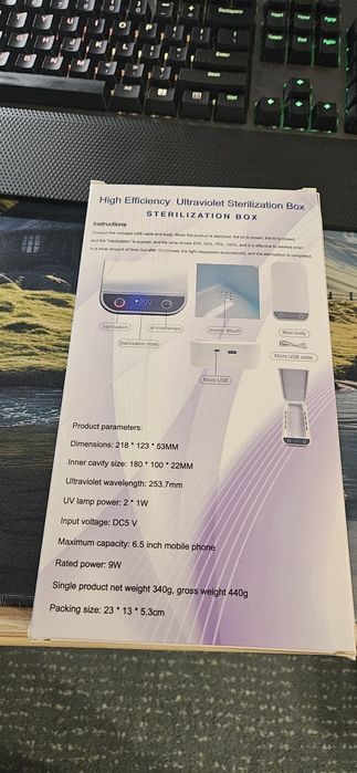 Aparat de dezinfectare si sterilizare telefon, chei, etc.cu lumina UVC