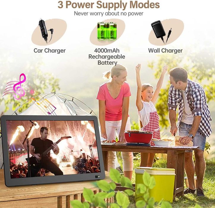 Чисто нов преносим телевизор Desobry 14.1" Full HD с батерия (DVB-T2, HDMI, USB)