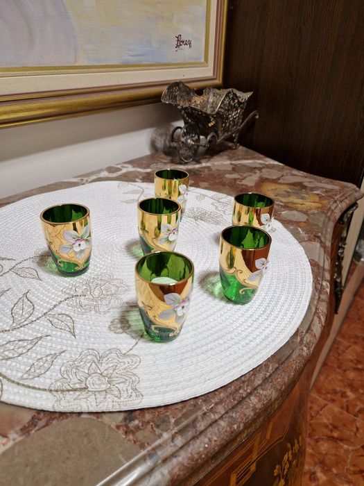 Страхотен антикварен чешки кристален сервиз Бохемия