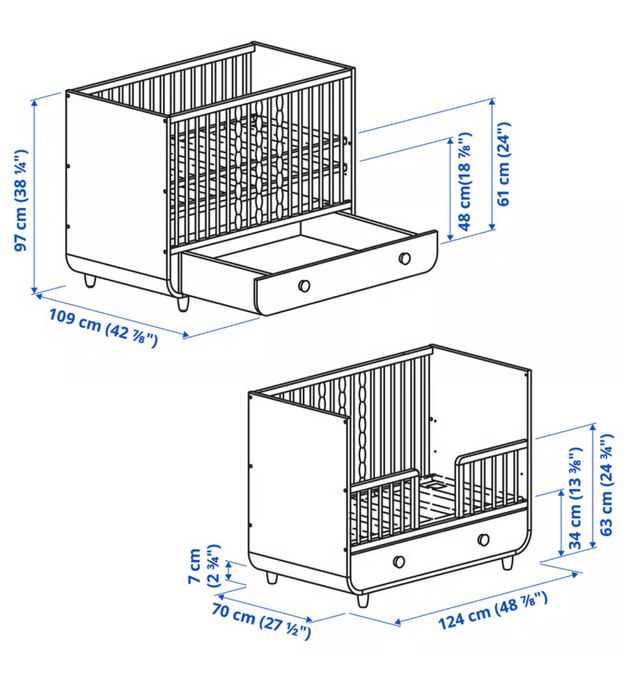 Patut MYLLRA ikea + masa infasat MYLLRA bej / unicat in RO