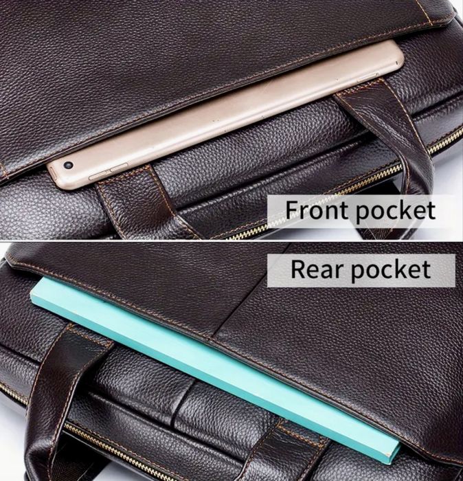 Мъжка универсална и с -20% Промоция кожена бизнес чанта•Черна и кафява