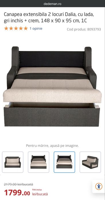 Canapea extensibila cu lada