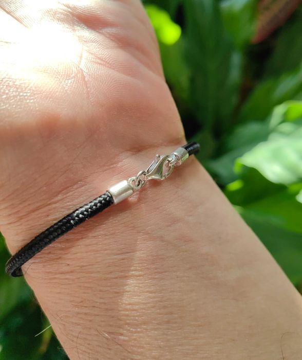 Православна гривна от сребро и шнур, мъжка гривна, дамска гривна