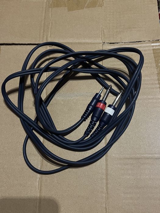 Cablu audio video stereo 3m AV-48 1x jack 3,5mm 2 x Jack 6mm