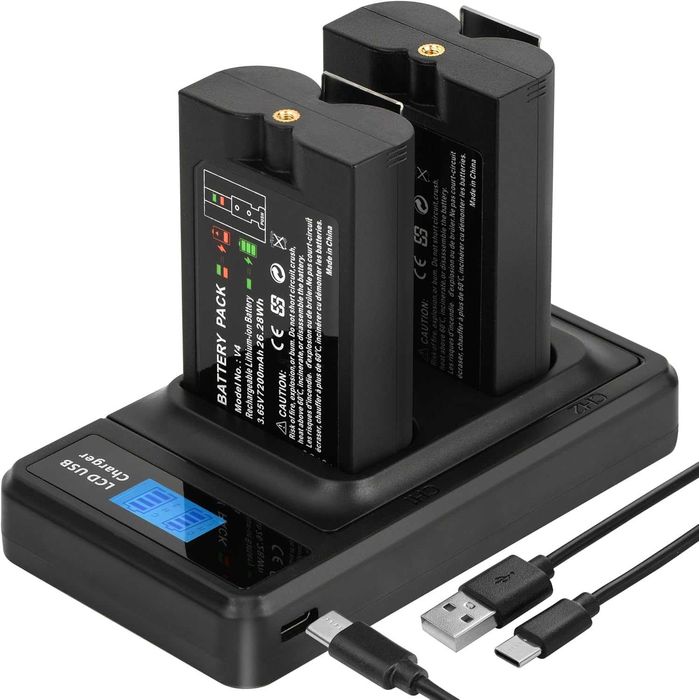 7200mAh 2 броя акумулаторни батерии за Ring и зарядно с LED дисплей