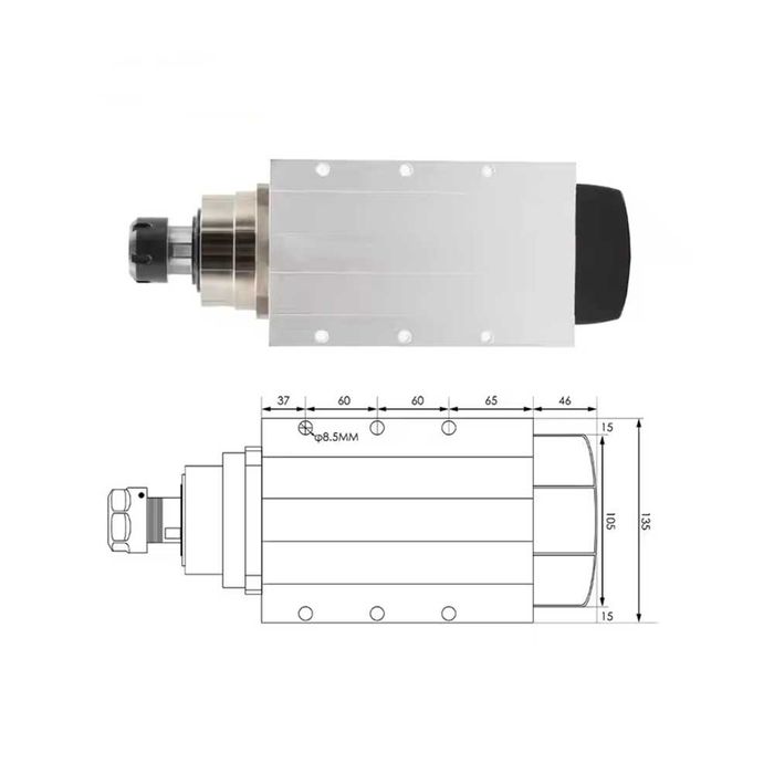 Motor Frezare CNC Patrat, Putere 6KW, 18.000RPM, 380V, ER32