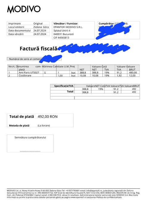 Tricou Ami paris, size M am factura, luat de pe modivo