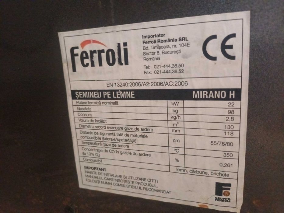 Termosemineu Ferolli Mirano H 22 KW + ACCESORII*
