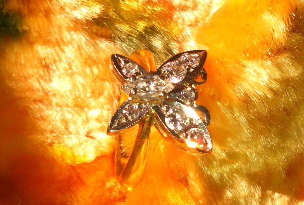 кольцо бриллиантовое "Бабочка" СССР 1975г.