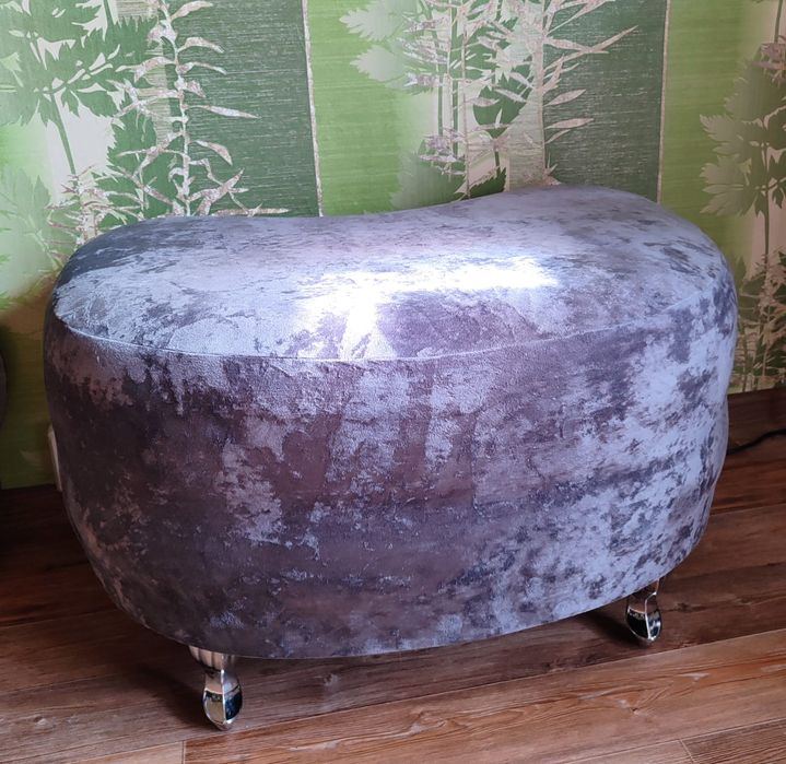 Пуфик велюр серый