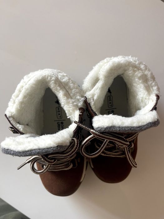 Детски зимни боти от набук цвят карамел - размер 23