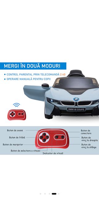 Masina Electrica, Homcom, Licenta BMW I8 Coupe, cu telecomanda, MP3, baterie