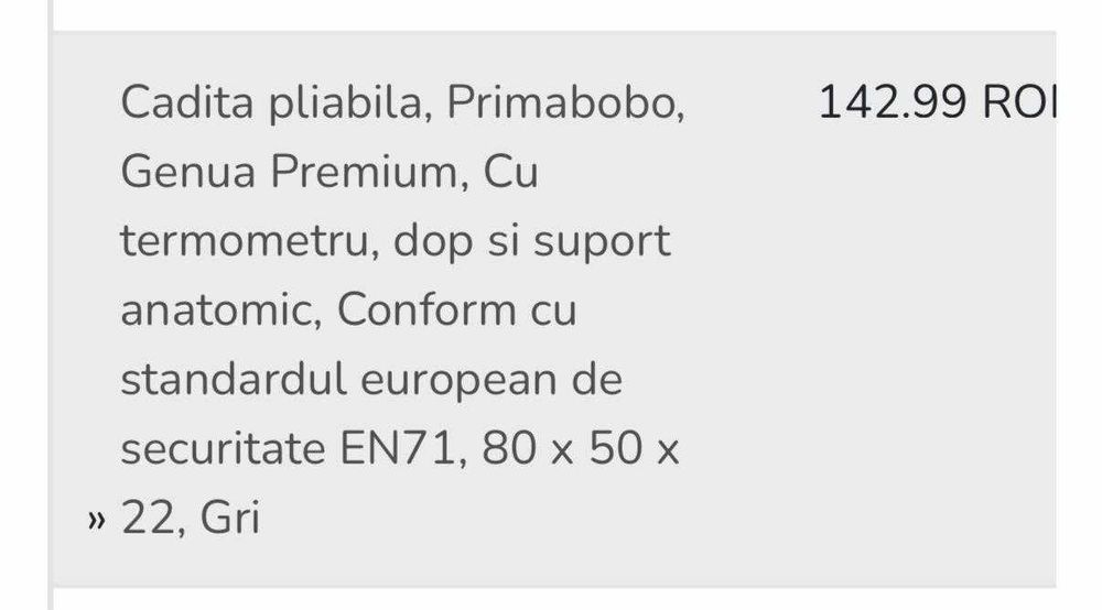 Cadița pliabila bebe Primabobo cu suport pliabil nou