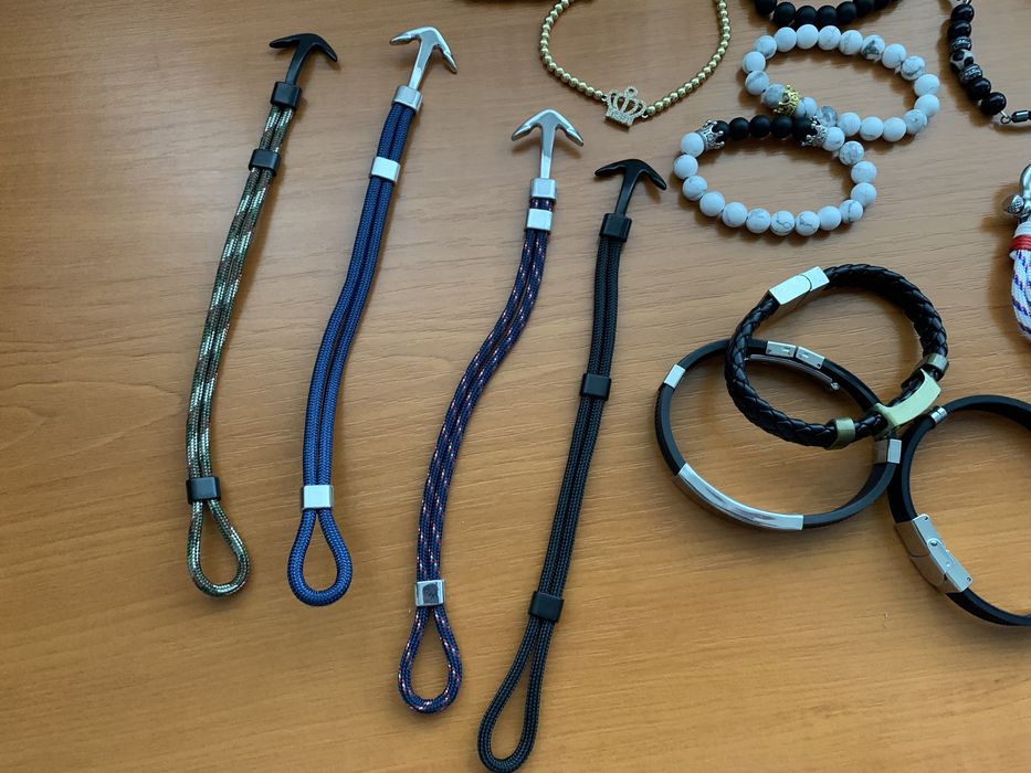 Bratari unisex Charm Black / White/ Textil Noi