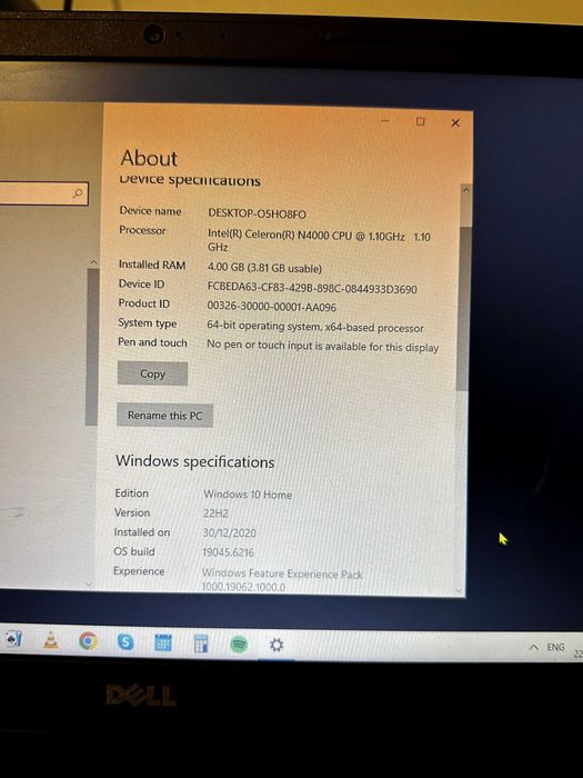 Laptop DELL N4000 CPU