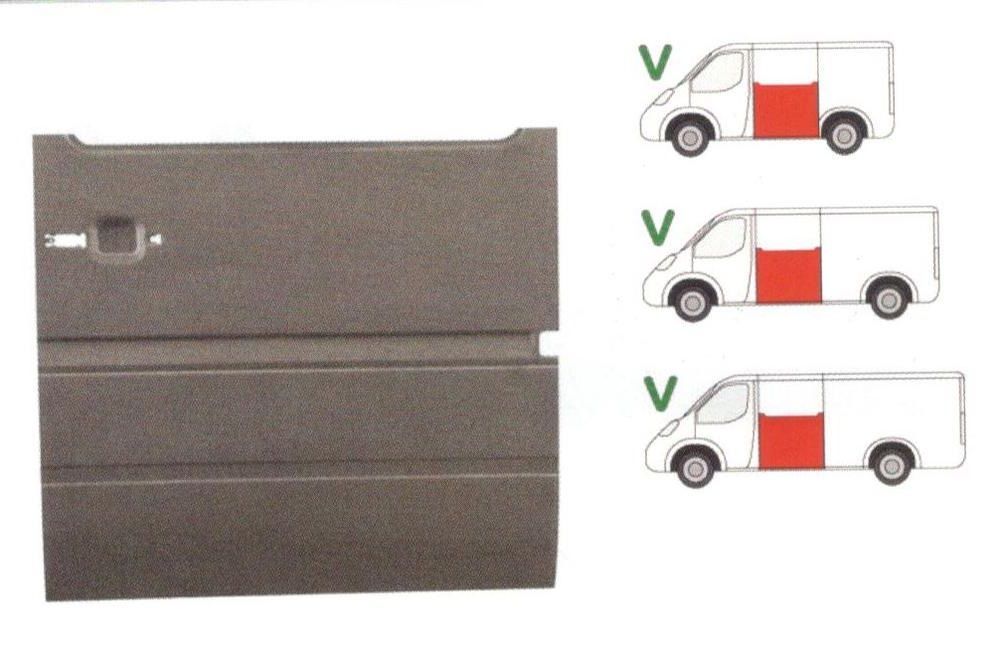 Panou usa culisanta Mercedes SPRINTER, 01.1995-2006; VW LT II 05.1996-12.2005, stanga/dreapta, Tabla; usa glisanta; pana la geam