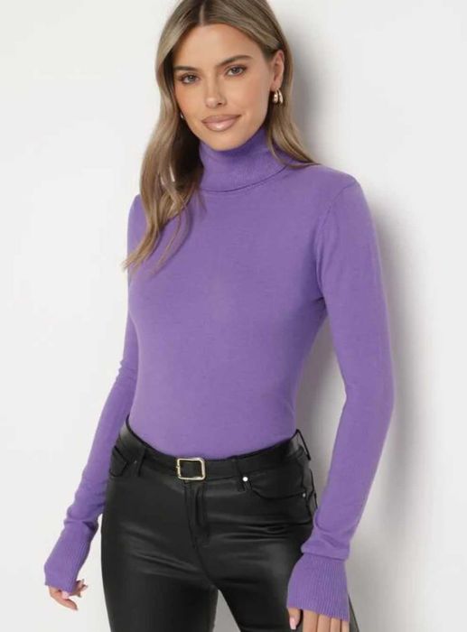 Pulover pe gat mov, marime S/M