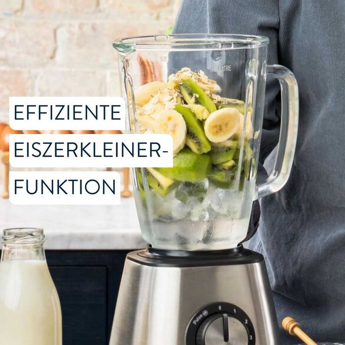 Нов Мощен Пасатор Jamie Oliver by Tefal BL43J810, 1.25 л, Неръждаема Стомана, Стъклена Кана