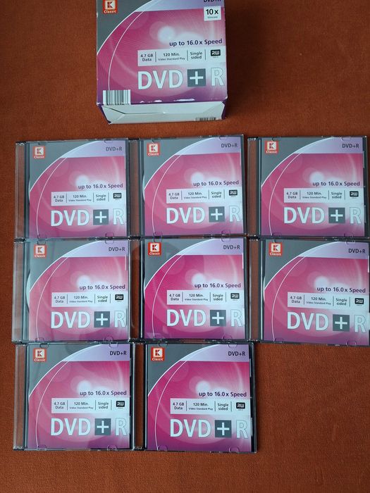 DVD+R, 16x, 4.7GB, 120 Min, Single sided, 8 buc
