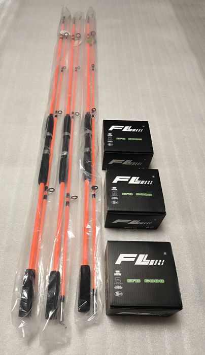 SET 3 Lansete FIBRA PLINA 3.0m WIND BLADE + 3 Mulinete FL EFB 6000