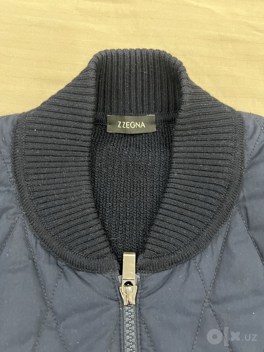 Z Zegna — мужская стёганая куртка-кардиган, Navy, размер XL