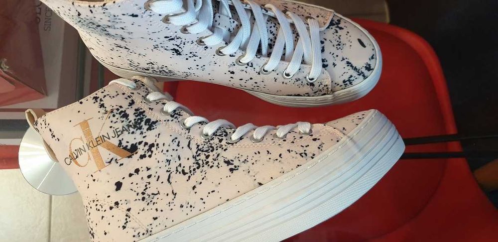 %ПРОМО% CALVIN KLEIN № 38 – Дамски сникърси "PALE PINK & BLACK" нови