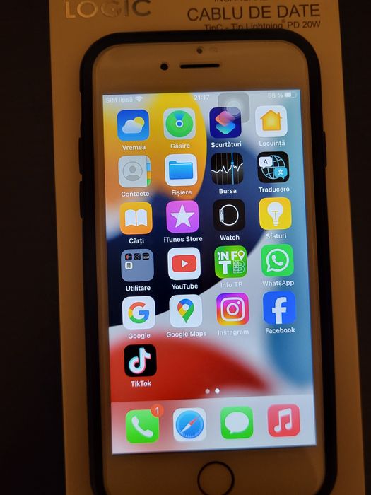 iPhone 7 Rose Gold, 32 GB - Pentru piese / Reparat + Cablu de date cadou