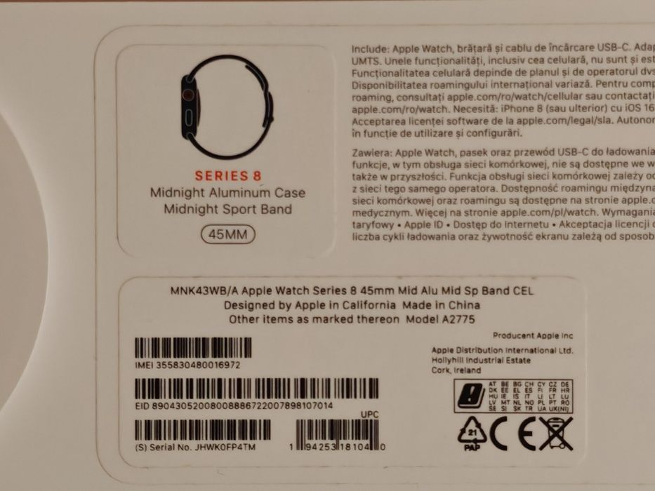 Apple Watch Series 8 45mm Midnight Aluminium Case GPS+cellular