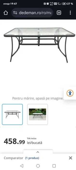 Masa gradina curte dedeman e noua  metal și sticlă 6 persoane