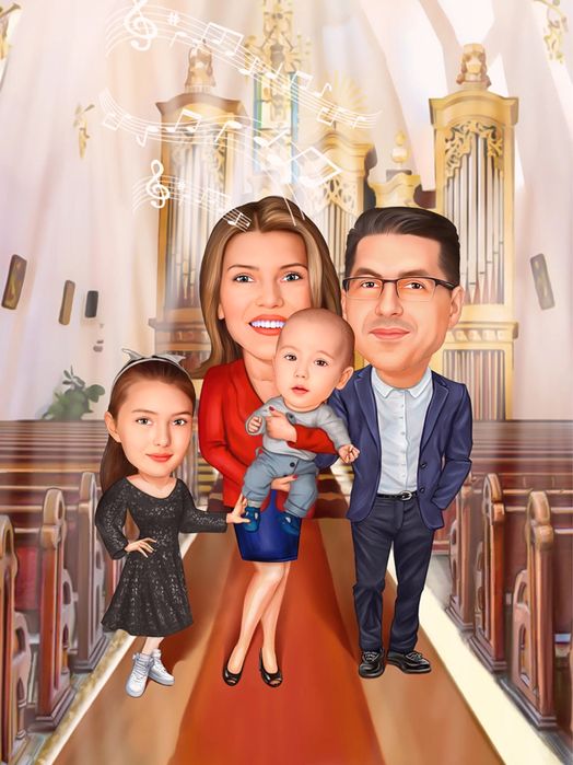 Уникални Карикатури за Кръщене с рамка - Персонализиран Подарък