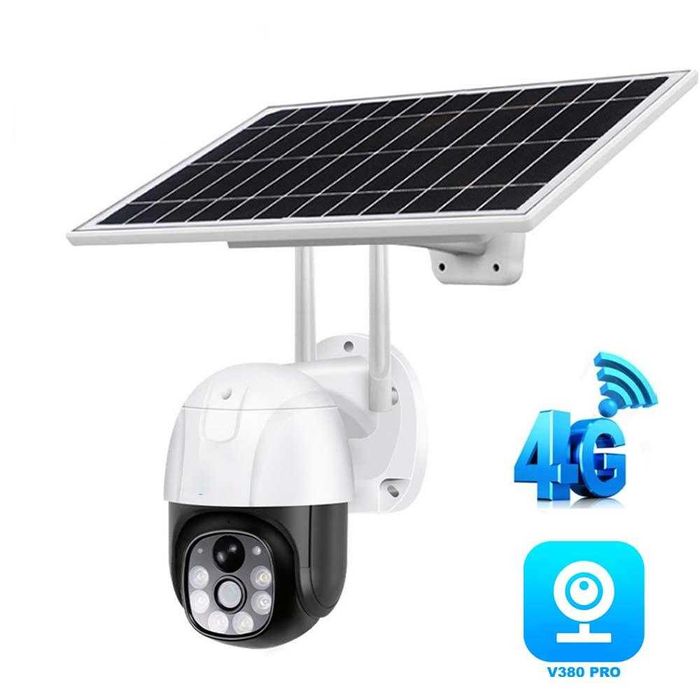 НОВА 4G Безжична Куполна Камера със Соларен Панел V380PRO / SIM карта