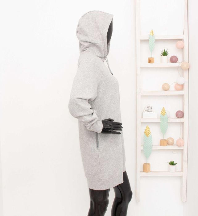 Nike Essential Fleece оригинална дамска суичър рокля сива с качулка S