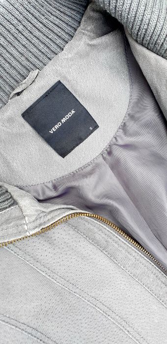 Кожено яке VERO MODA, дамско, сиво, естествена кожа