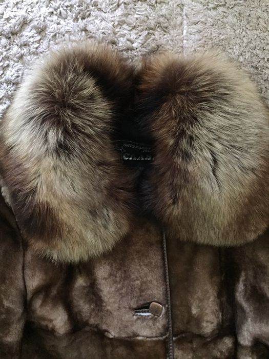 Шуба мутон песец