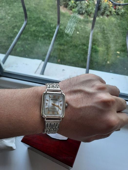 часы Мактайм   с серебро браслетом